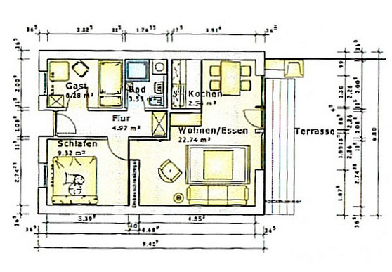 Bungalow in Süssau - Bernhardt - Grundriß