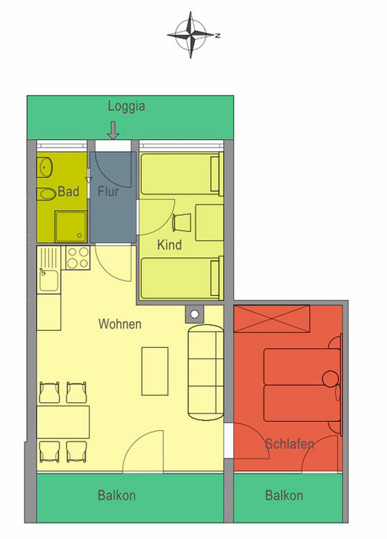 Ferienwohnung in Kellenhusen - Haus Sommerland OG 3 - Grundriss